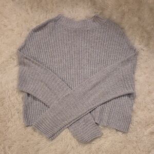 Garage Ribbed Knit Sweater - Heather Gray, Size XS, Crop Sweater